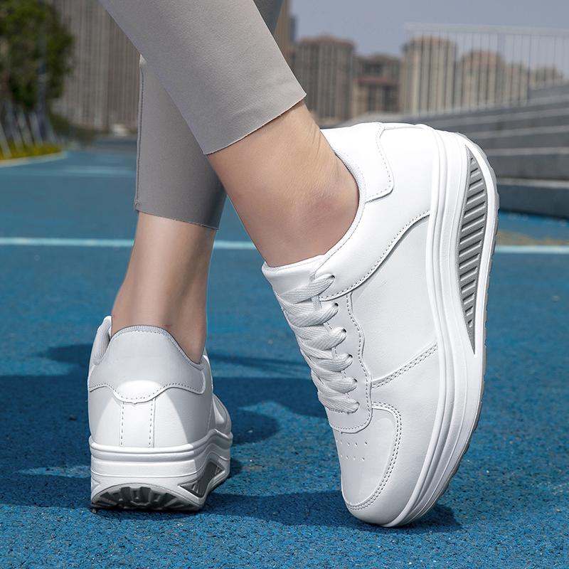 TUINANLE Pantofi albi pentru cupluri, pantofi casual cu platformă, confortabili, adidași ușori pentru mers pe jos, pantofi tenis pentru femei