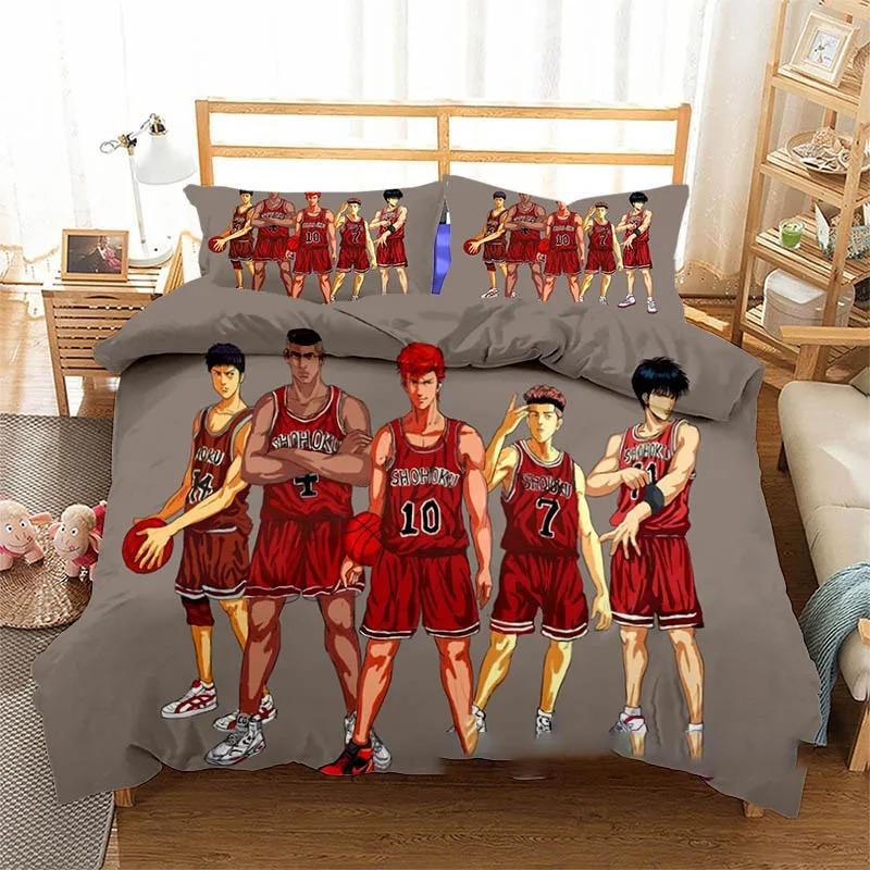

3D-печатный комплект постельного белья с рисунком аниме Slam Dunk для мальчиков и девочек, двуспальный пододеяльник, наволочка для кровати для детей и взрослых, домашний текстиль 70x133cm 2pcs
