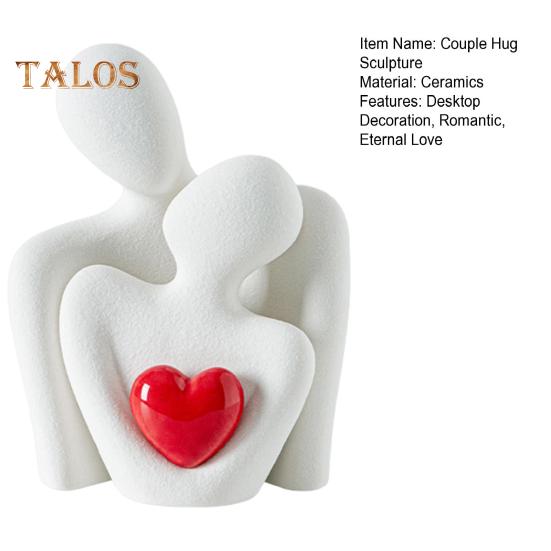 Ceramic Couple Hug Love Statue Mini Hugging Couple Sculpture Romantic Lover Figurine Home TV Stand Shelf Decor for Wedding Anniversary Valentine Gift