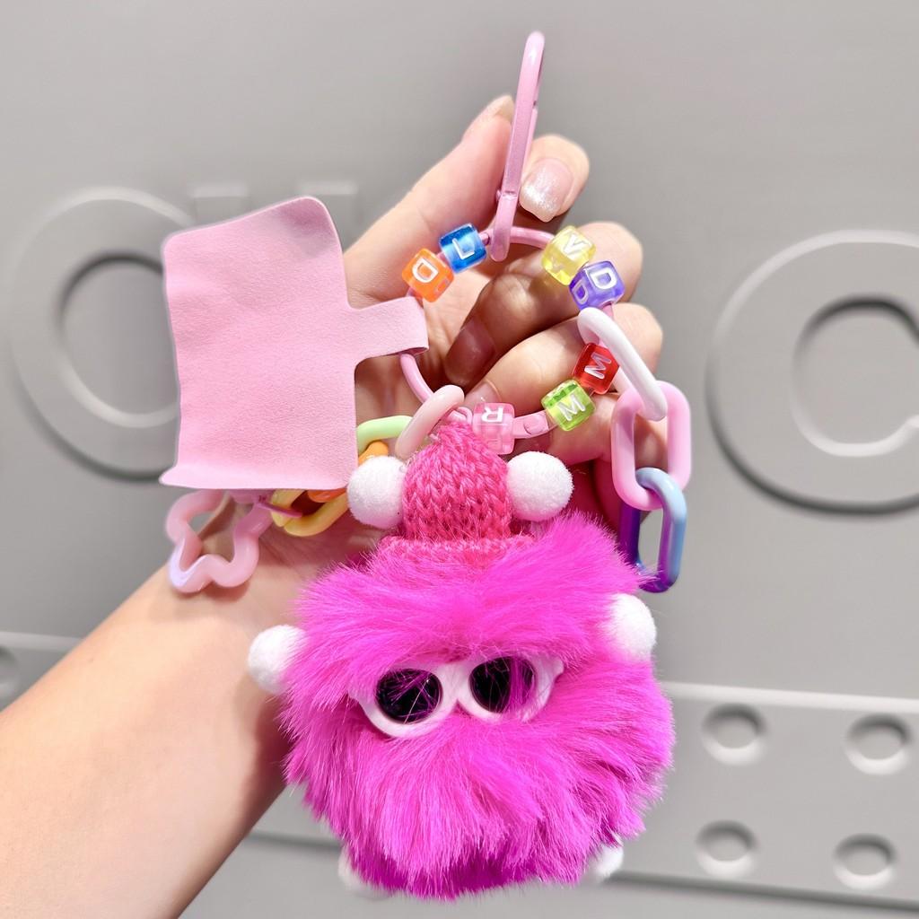 

Adorable Plush Cartoon Coal Keychain Soft Pendant For Bags And Cars Gifts маджента