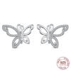 Fashion Simple Hollow Cute Cat Stud Earrings Women's 925 Silver Hypoallergenic Earrings Teen Girls Jewelry Gifts