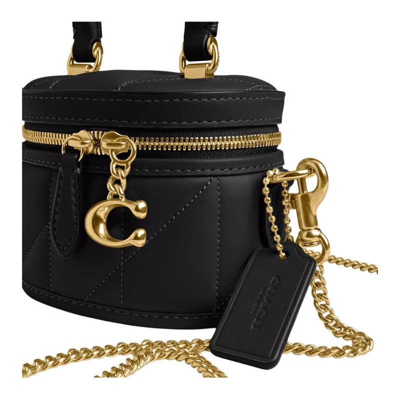 Coach Borsa Tote a Mano con Zip Chiusura in Pelle Nappa a Spalla Crossbody Mini da Donna Nera