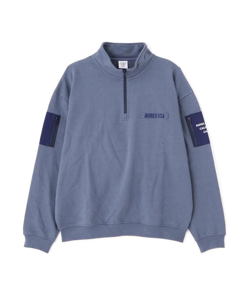 HALF ZIP FATIGUE [AVIREX] WEB-EX SWEAT, Men's, 2XL, 391, Sax, 783-4232009