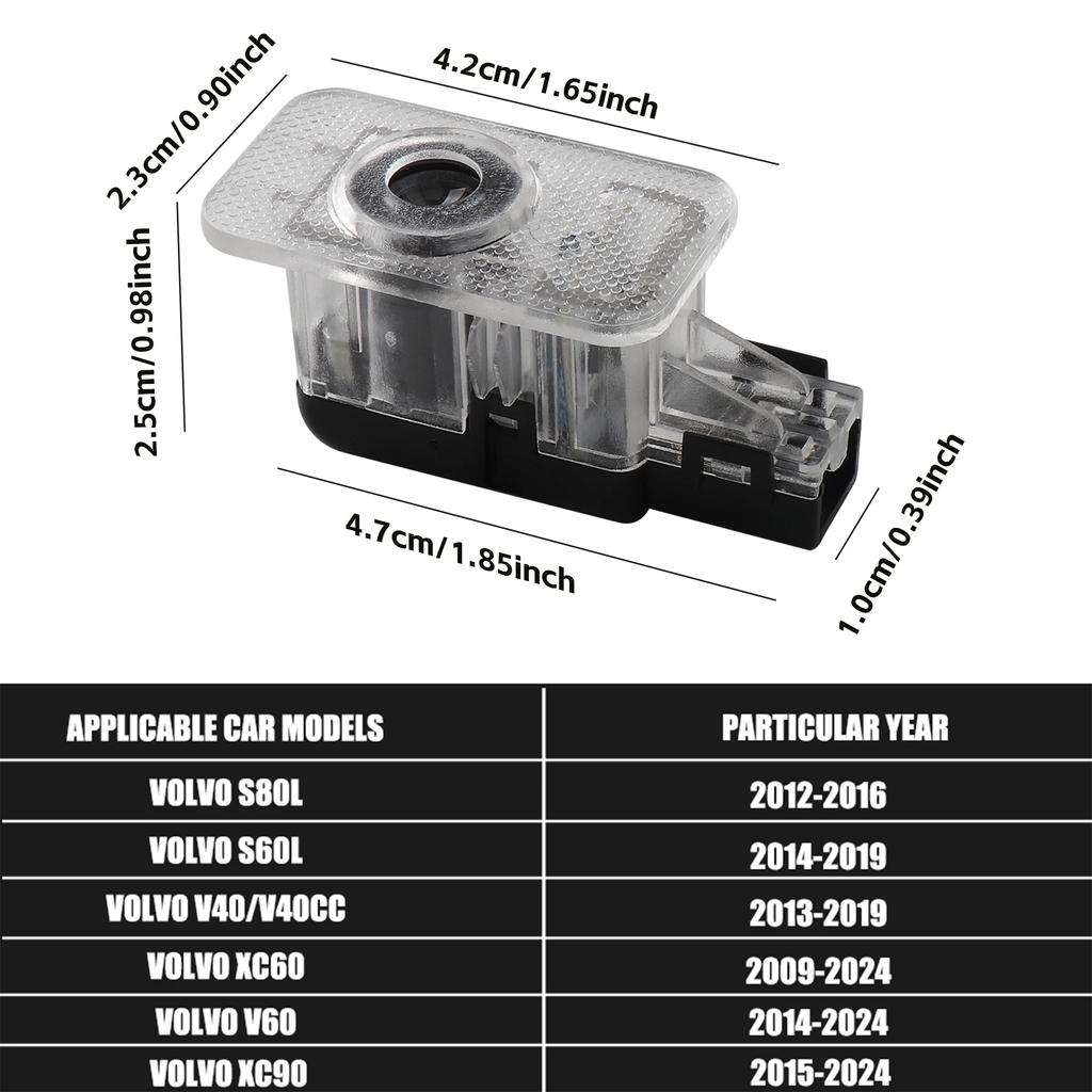 2Pcs HD Car Led Door Projector Lamp Welcome Light For Volvo Rdesign V40 V60 S60 S90 XC60 S40 XC40 XC90 Car Accessories