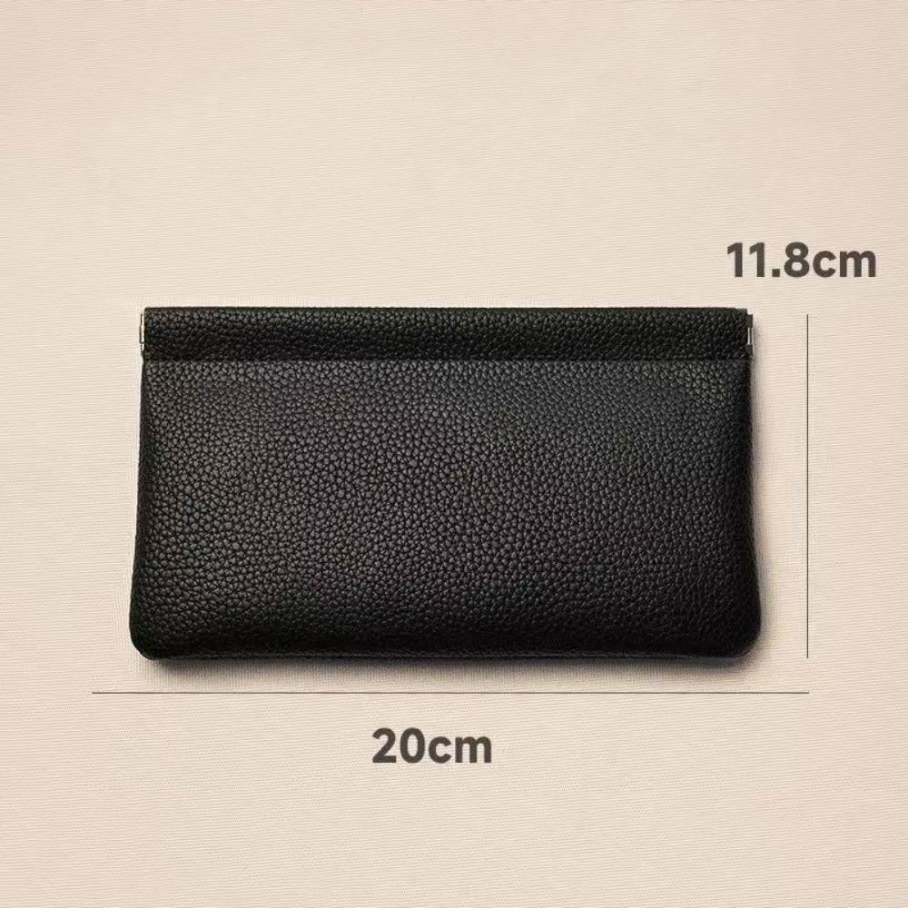 

Soft Pebbled Leather Self-closing Coin Purse Portable Storage Card Holder Long ID Holder Wallet Data Cable Storage чёрный