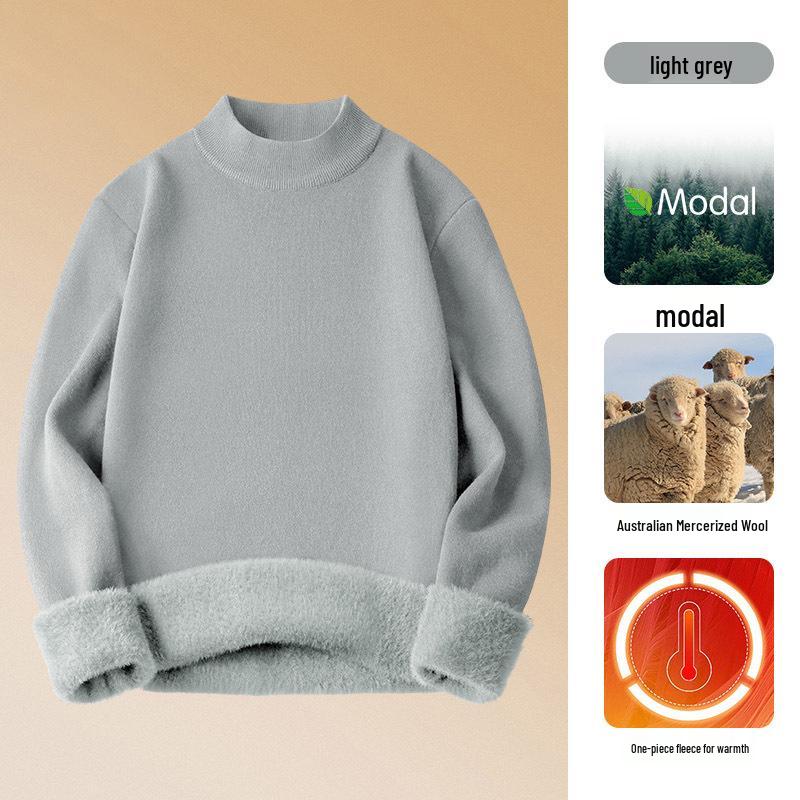 

Men s Wool Blend Fleece-Lined Knit Sweater, Warm Half-High Neck for Autumn/Winter M