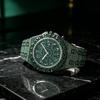 Hip Hop Wristwatch For Men Luxury Ice Out Full Diamond Watches Fashion Green Watch Waterproof Week Display Clock
