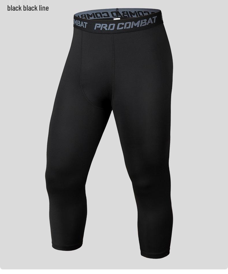 Men's Sports Compression Tights: Quick-Dry, High-Elastic 7/8 Leggings for Running, Basketball, and Cycling.