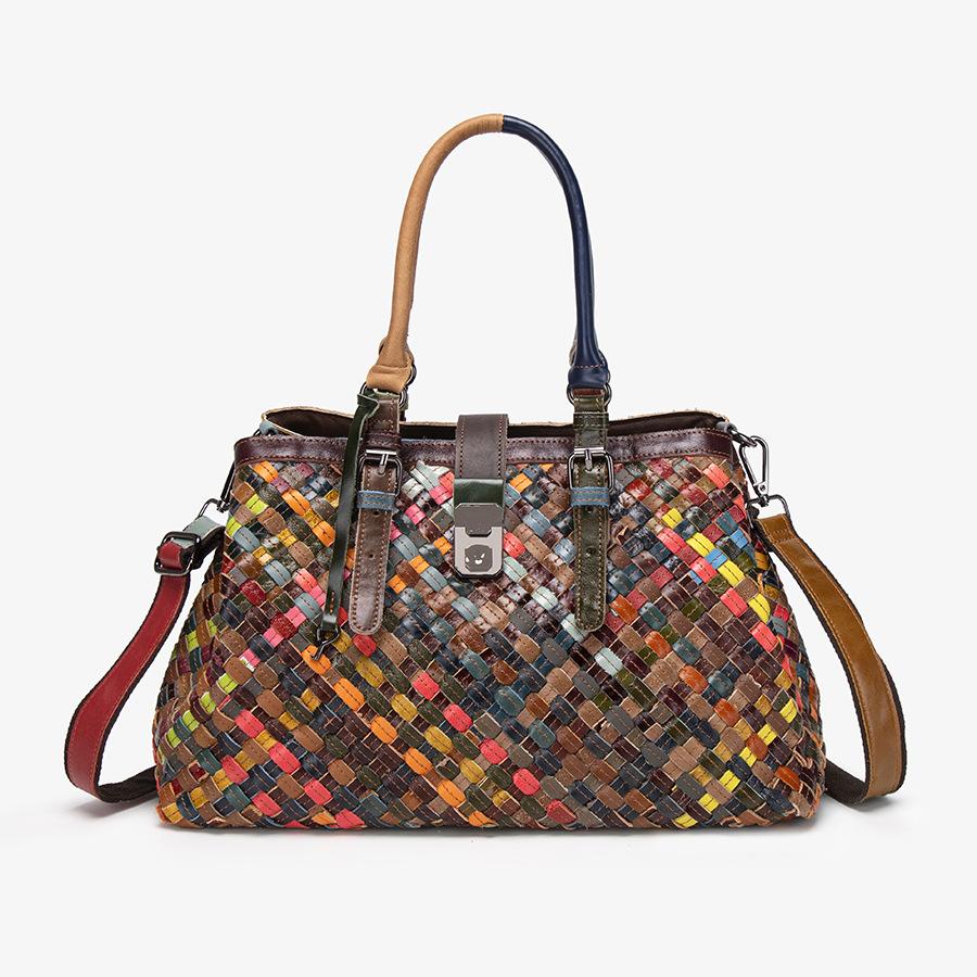 

Новая женская сумка из натуральной кожи, трендовая, модная, высокого класса, сумка-тоут, пэчворк, с цветочным узором, одноплечевая, через плечо