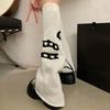 Harajuku Punk Spiderweb Knitted Leg Warmers Japanese Women Gothic Knee Length Long Socks Leggings Boot Cuffs Foot Covers