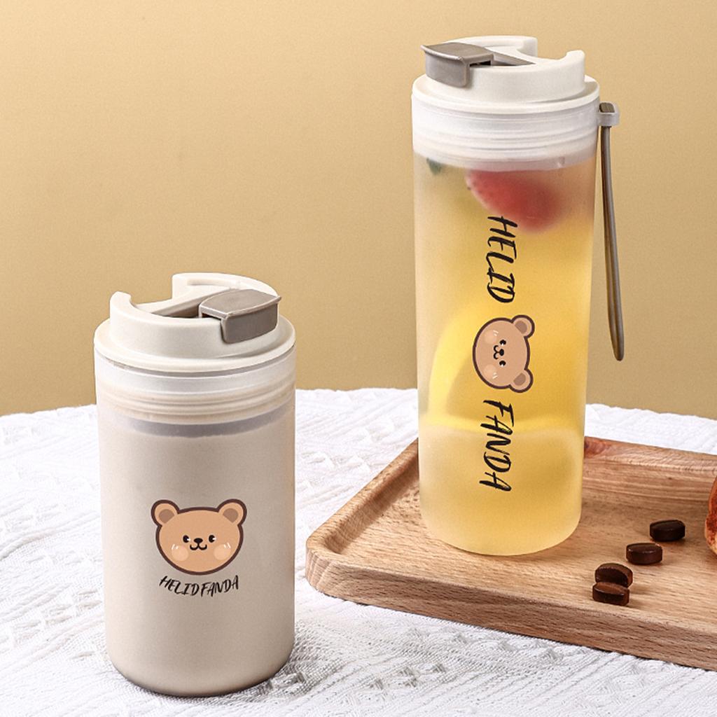 350/550ML Cute Bear Plastic Water Bottle With Rope Cold And Heat Resistant Portable Coffee Mug Student Leak-proof Drinking Cup