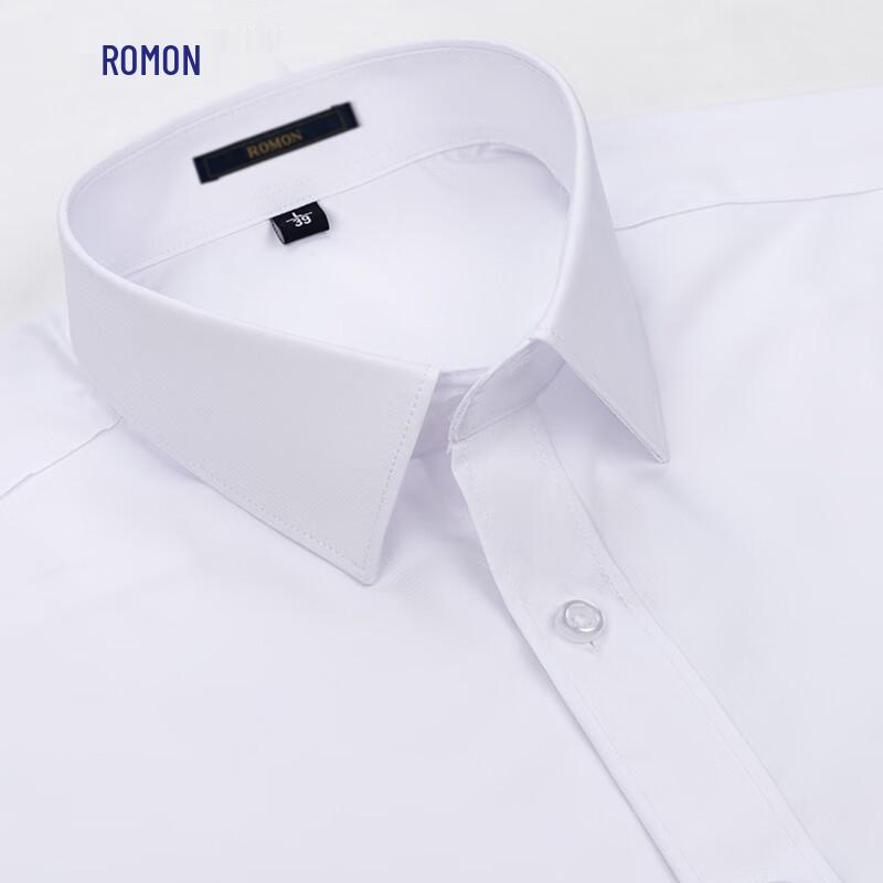 ROMON Men's Modal Blend Wrinkle-Resistant Short-Sleeve Shirt