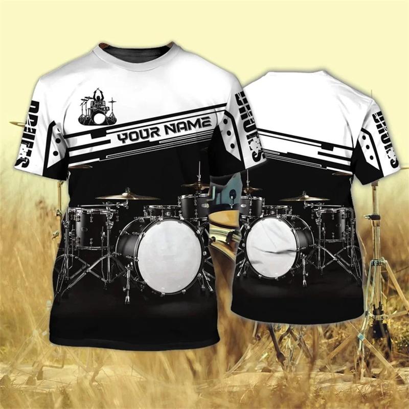 Custom Name Fashion Drum Set Graphic T Shirts Men Women Summer Casual Short Sleeve 3D Printed T-shirts Unisex Oversized Tees