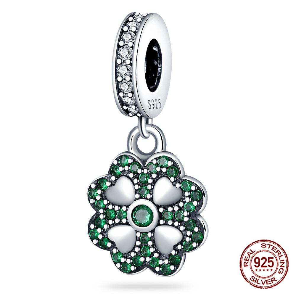100% 925 Silver Heart Shaped Four Leaf Clover Ladybug Charms Fit Original 925 Women Bracelet DIY Jewelry Making Gift