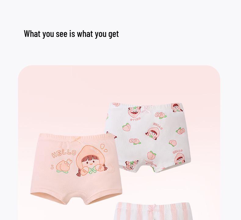 Girls' Cartoon Pattern Cotton Boxer Briefs - Thin, Antibacterial, Four Seasons Toddler & Young Child Style