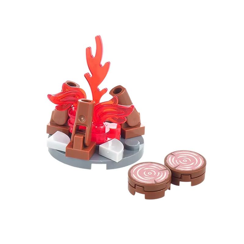 MOC Building Blocks Military Navy Figures Accessories Medieval Cannon Ammunition Wilderness Scene Tent Bonfire Brick Toy Gifts