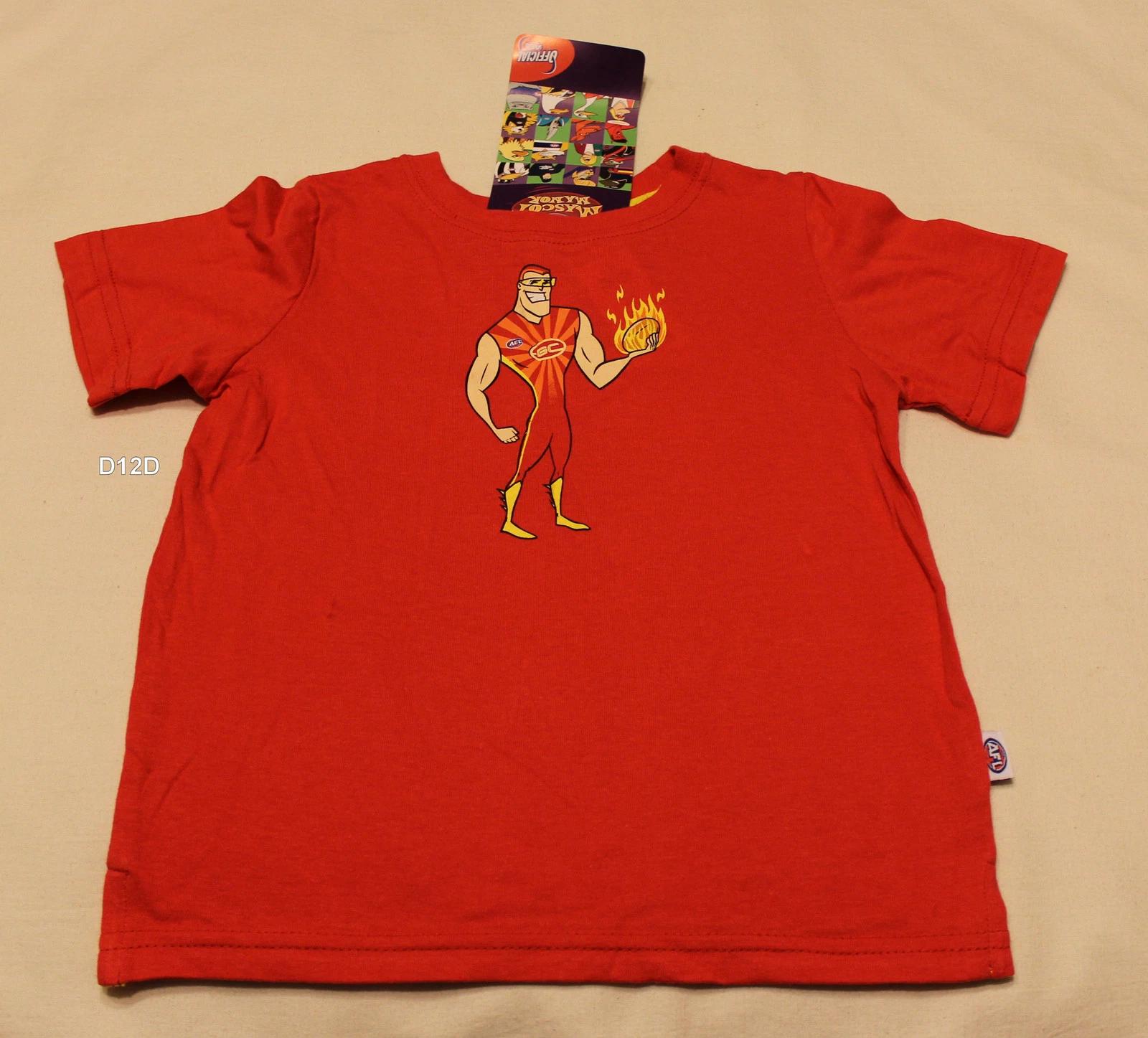 

Gold Coast Suns AFL Boys Mascot Red Short Sleeve Printed T Shirt Size 00 New 2XL