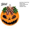 Outdoor Wall Art for Halloween Spooky Pumpkin Front Door Sign Round Decorative Wreath Hanger with Indoor Seasonal Decor Bow Wooden Hanging