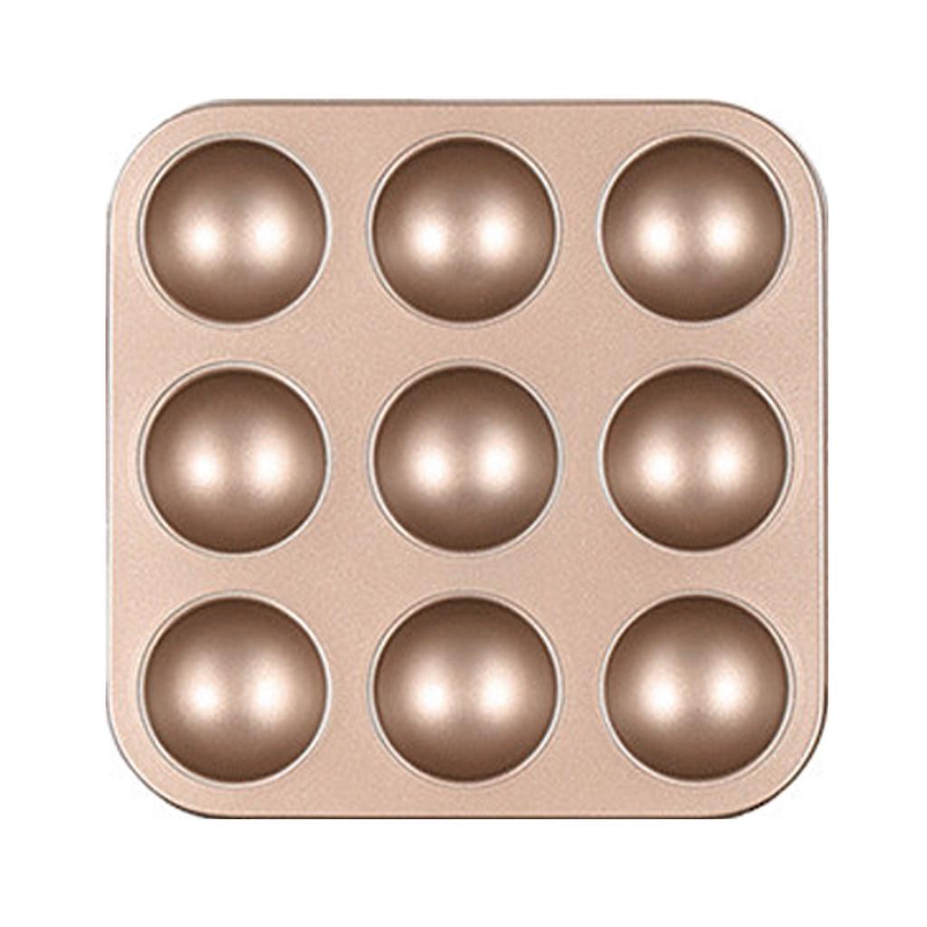 9 Cups Non-stick Half Ball Cupcake Metal Cupcake Tray Carbon Steel