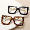 Oversized chain-link women's square sunglasses with UV protection stylish and trendy cross-border women's reading glasses./LEOPARD