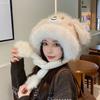 Fashion Plush Ears Trapper Hat Women Winter Warm Fleece Lined Earflap Beanie Tie-strap Bomber Cap