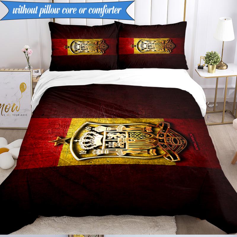 3PCS Spain FC Crest Printed Soft Bedding Set,Including 1pc Duvet Cover And 2pcs Pillowcases Perfect for Bedroom, Dormitory, Fan gift