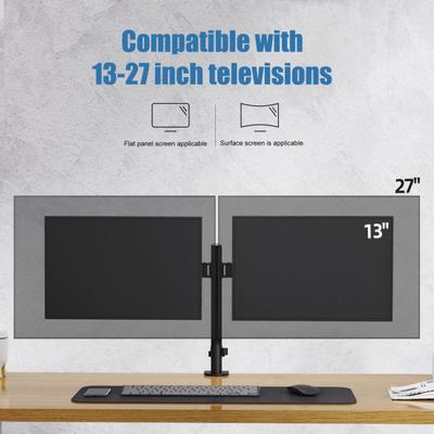 Yousheng Dual Monitor Tischhalterung mit Schwenkarm VESA 75x75 bis 100x100 Kabelmanagement Verstellbar Drehbar 13-27 Zoll Bildschirmständer