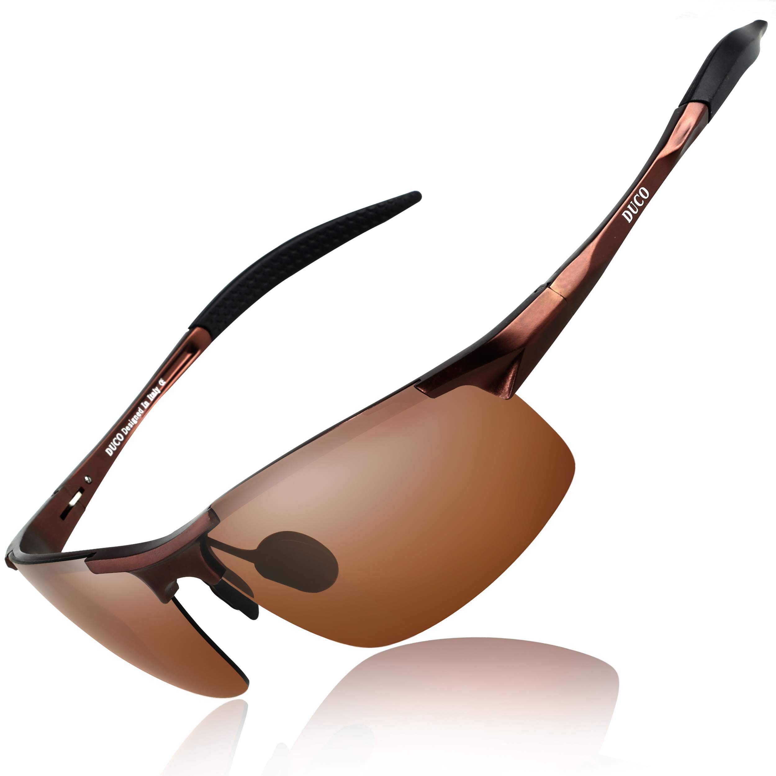 

DUCO Polarized Sports UV400 for and 8177 Men s Sunglasses, Protection, Brown, AL-MG Alloy, Ultra-Lightweight, Driving, Cycling, Fishing, Running,