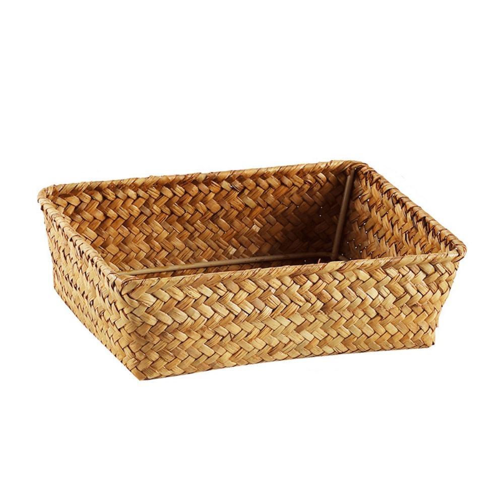 Woven Pattern Storage Basket Grass Vegetables Candy Snacks Display Basket Organizer Rectangle Organization Box Home Shop Hotel