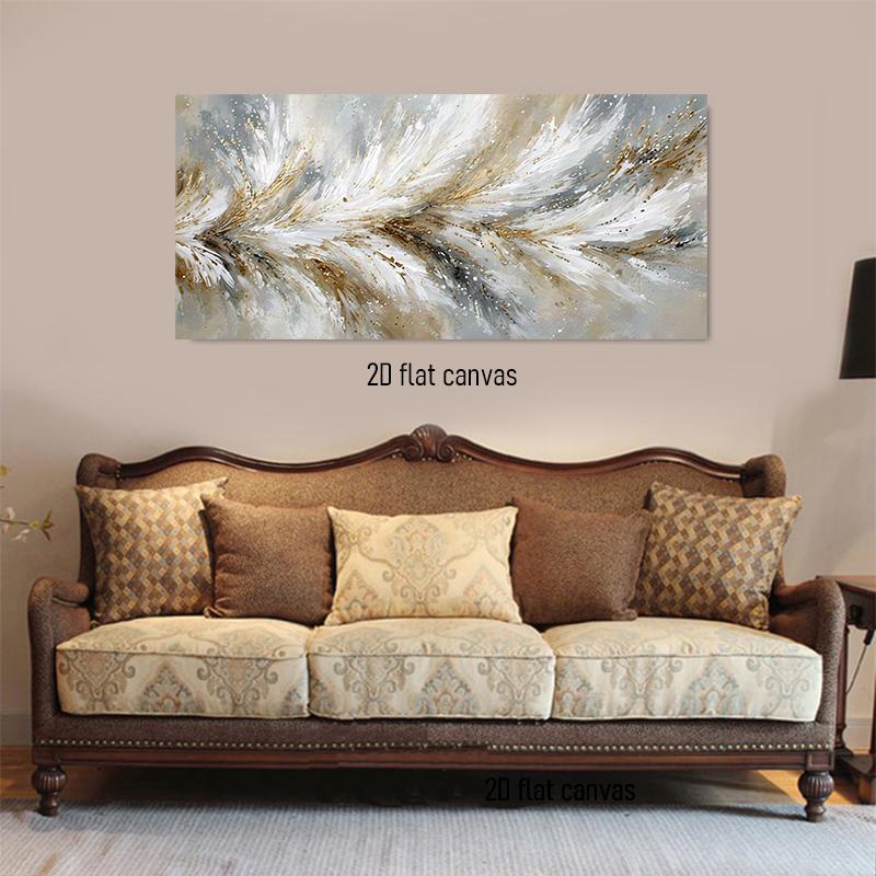 

1pcs Modern minimalist abstract feather decoration painting, living room entrance background wall hanging painting, hand-painted (as the picture,50x100cm No Frame)