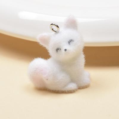 Resin Flocking Cute Three-dimensional Cat Keychain Pendant Car Key Chain Pendant Bag Pendant