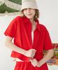 Kkuape Terry Half Sleeve Shirt_Red
