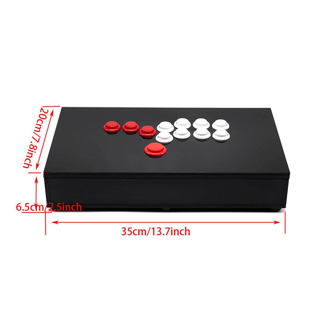 Controle de videogame com concha de metal, todos os botões, estilo Hitbox, joystick de fliperama, controle de luta, acessórios para jogos de PC
