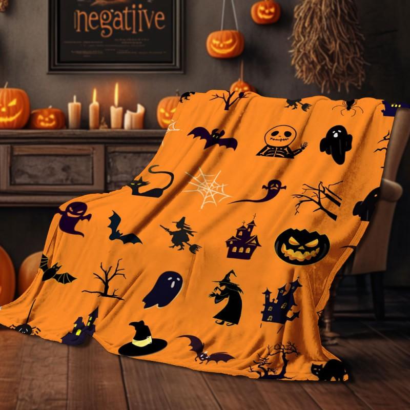 Halloween Print Flannel Blanket Soft Cozy Throw Bed Sofa Plush Fleece 70x100 To 150x200cm