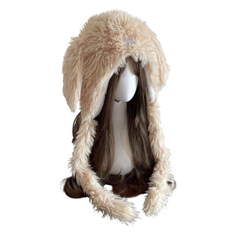 Plush Lined Earflap Cap Winter Trapper Hat For Women Winter Outdoor Activity абрикосовый