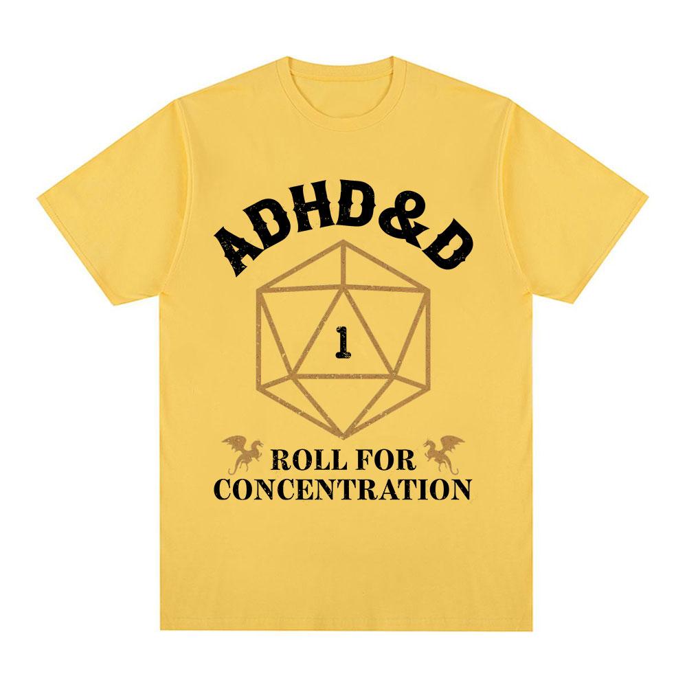 ADHD&D Würfel für Konzentration T-Shirt Lustiger Gamer Dungeons DM RPG Würfel Drache T-Shirts Unisex Baumwolle Freizeit-T-Shirts Streetwear