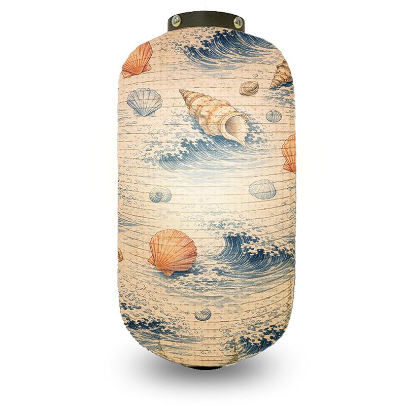 Japanese Style Ukiyo-e Traditional Sea Wave Printed Lantern Hanging Cloth Lantern Izakaya Restaurant Cuisine Wedding Party Decor