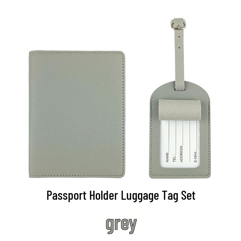 Customizable PU Leather Passport Holder & Luggage Tag Set with Paper Card Inclusion