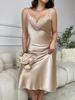 Sexy lace V-neck imitation ice silk nightdress for women, comfortable, casual and sexy, can be worn outside, large size loose long suspender skirt