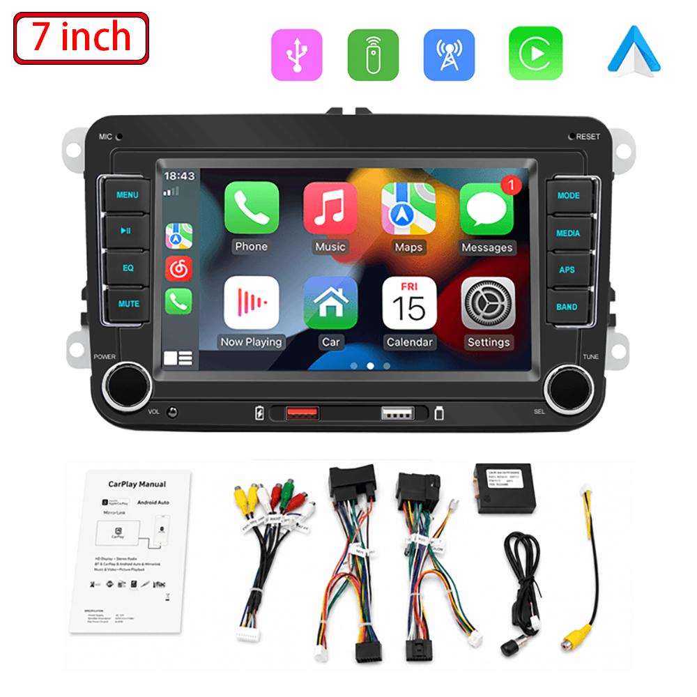 7' 2 Din Car Multimedia Player Radio Wireless CarPlay and Android Auto RDS FM Touch Screen Bluetooth For VW Passat Polo Golf
