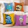 Anime HAPPY FATHER HAPPY SON Pillow Case Living Room Sofa Decorative Cushion Cover Simple Household Light Luxury Printed Pillow