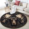 Moose Round Area Rug,Carpet Rug for Living Room Bedroom Sofa Playroom Decor,Non-slip Floor Mat