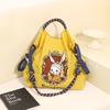 Japanese Style Handmade Waterproof Nylon Canvas Bag with Embroidered Patterns, Large Capacity