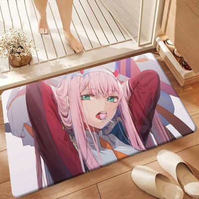 Anime Zero Two Tapis de Bain PC XXL en Caoutchouc Antidérapant Absorbant l'Eau Coussin Long Bande Tapis de Chambre Paillasson de Bienvenue
