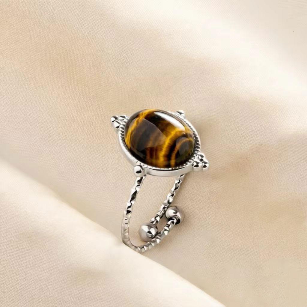 1pc Opening Adjustable Oval Geometry Fashion Ring For Men Women Decorate Fingers Jewelry Stainless Steel Rings