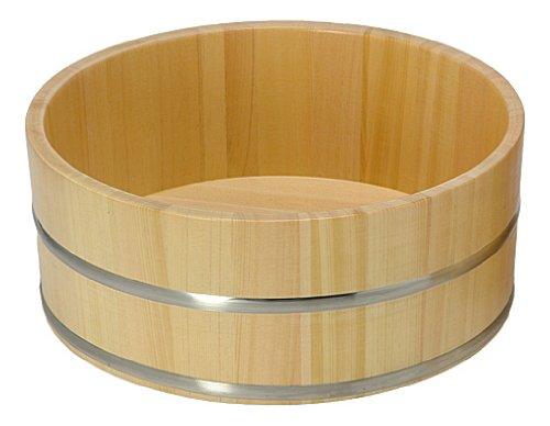 

Daiwa Sangyo Wooden Bath Bucket, Made of Hinoki Cypress, Anti-Mold, Water-Repellent, Made in Japan, Shallow Wide Type, Stainless Steel Hoop, Diameter