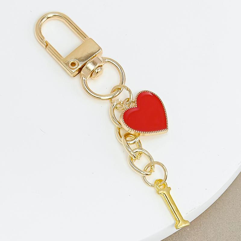Metal Heart Letter Keychain Fashion A-Z Initial Keyring Charms Car Key Holders Bag Pendant Accessories Valentine'S Day Gift