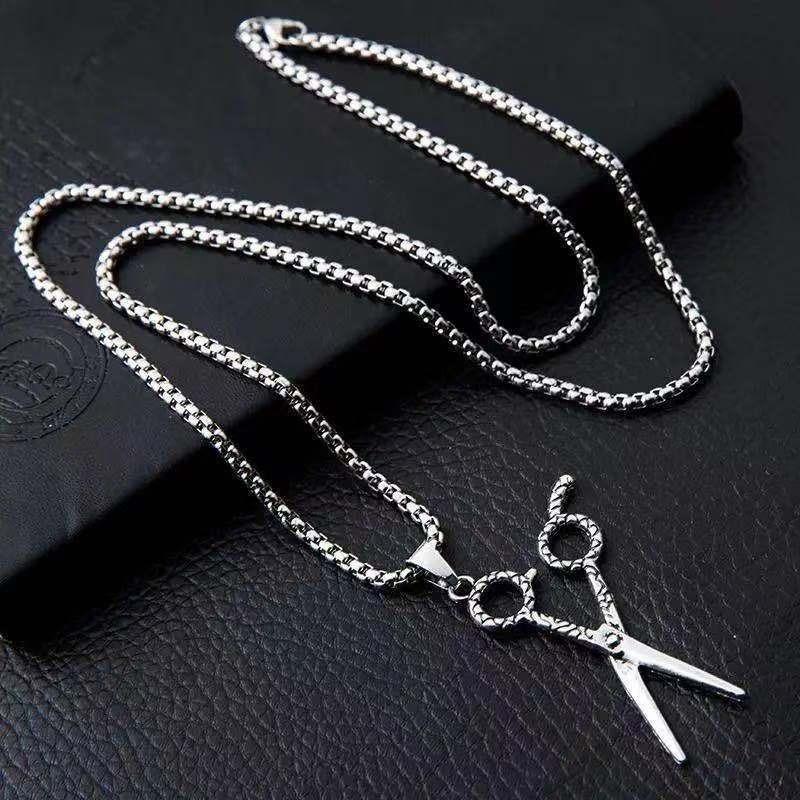 Street Trendy Scissors Pendant Necklace Men's and Women's Long Sweater Chain Korean Version Personalized Hip Hop Style Pendant