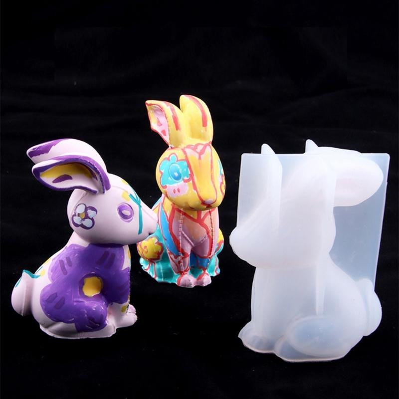 3D Kaninchen Silikonformen Osterhase Silikonformen für DIY Kunsthandwerk Gipsornament Osterdekorationen