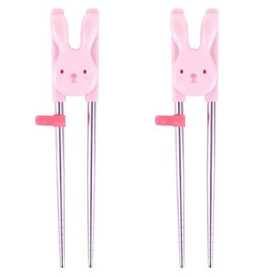 Lilpang Tear Zero Ambidextrous Stainless Steel Correction Chopsticks 2-stage Snow Rabbit, Mixed Colors, 2 Pieces, Korean Popular Tableware